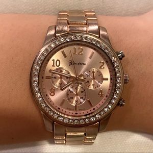 rose gold rhinestone watch